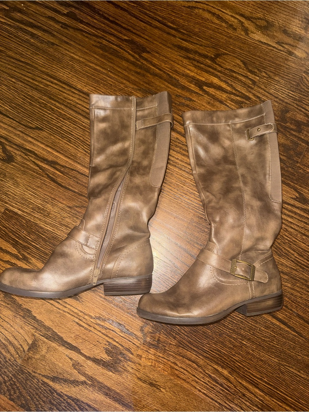 Kim Rogers Taupe Mid-Calf Buckle Riding Boots-7.5 Jax